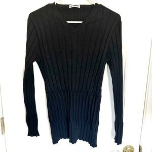 Jil Sander Black Ribbed V-Neck Cashmere Sweater